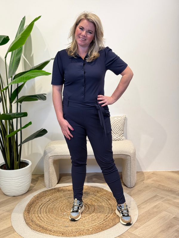 Travelstof jumpsuit Marit Navy - Afbeelding 3