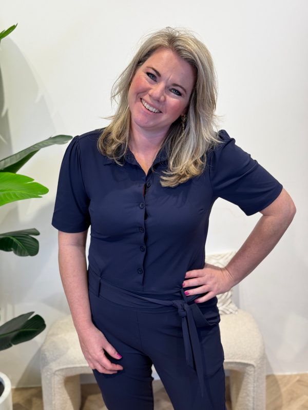 Travelstof jumpsuit Marit Navy - Afbeelding 4